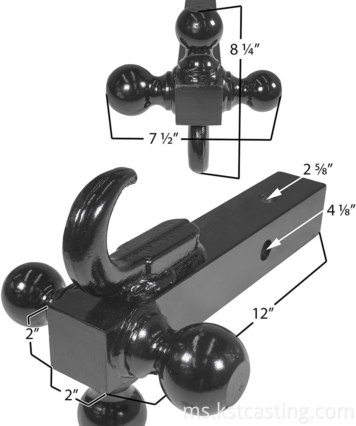 China Towing Parttriple Ball Trailer Hitch untuk Lori Penerima Menarik Dengan Tow Hook Berat tugas Berat Tiga Bola Treler Hitch With Hook